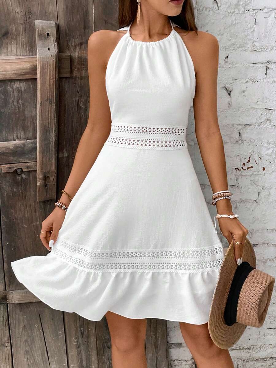 Vestido Curto Frente Única com Babado e Laço - La Lecce
