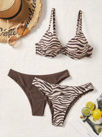 Conjunto Biquíni 3 Peças Zebrado com Tie Back