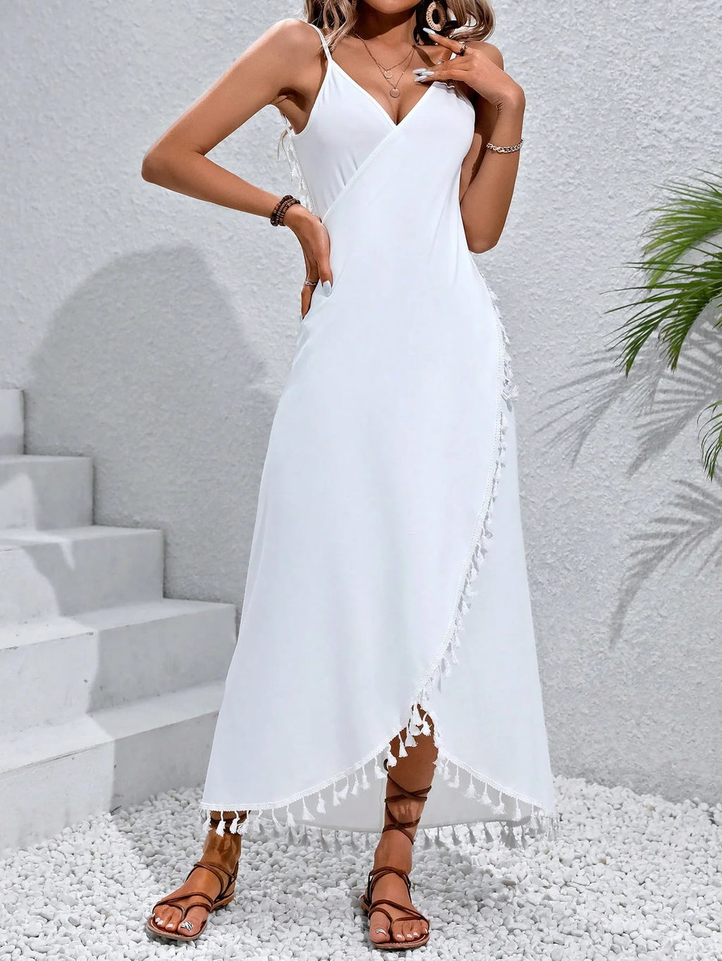 Saída de Praia Vestido Longo Cruzado Azul-Marinho