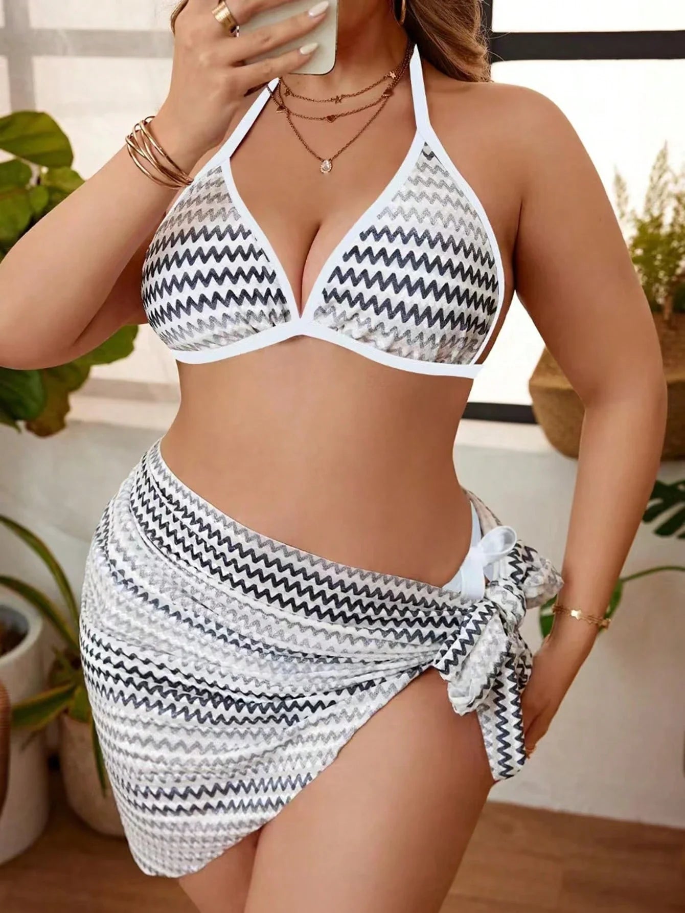 Conjunto de Biquíni Plus Size Alças Grossas