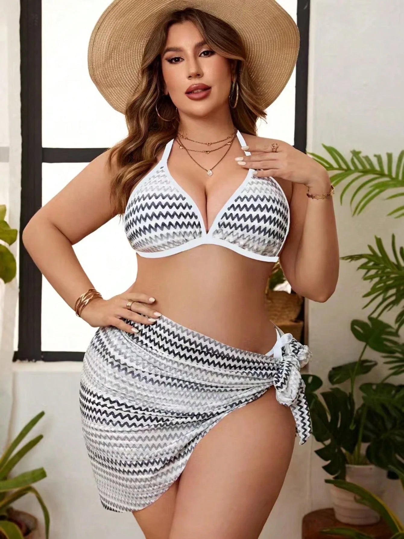 Conjunto de Biquíni Plus Size Alças Grossas