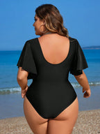 Maiô Plus Size Plissado Leque