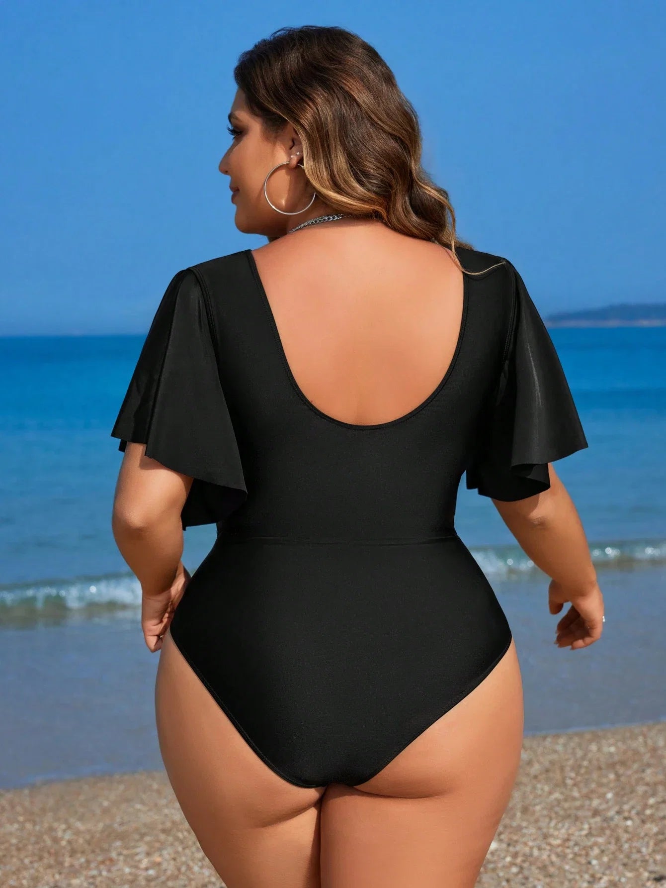 Maiô Plus Size Plissado Leque