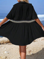 Vestido Saída de Praia Midi com Botões e Cintura Franzida - La Lecce