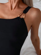 Maiô One Shoulder Golden Detail