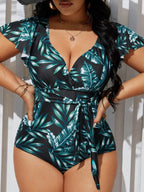 Maiô Plus Size Tropical com Cinto