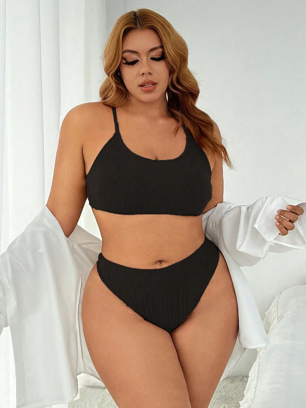 Biquíni Plus Size Canelado com Ziguezague