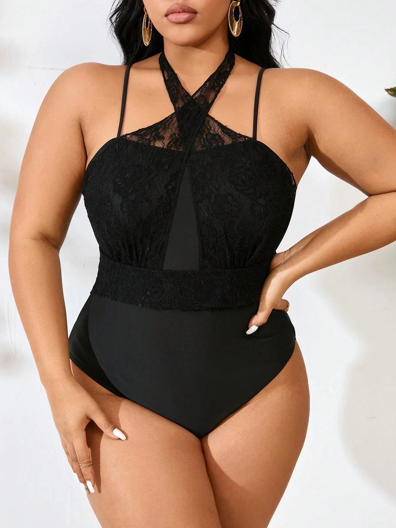 Maiô Plus Size Laço Contraste