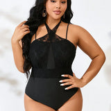 Maiô Plus Size Laço Contraste