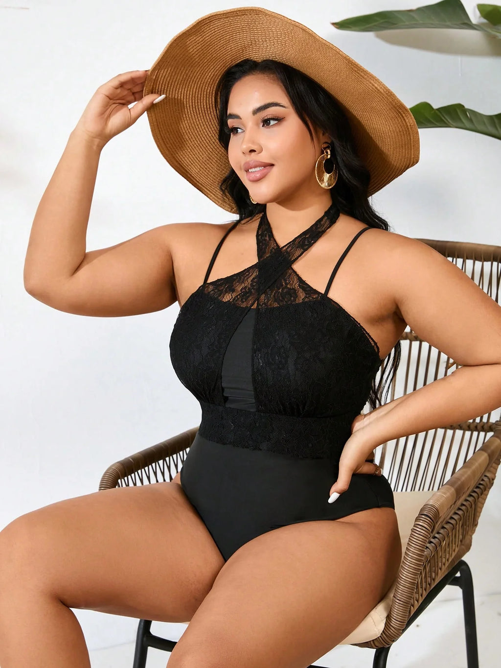 Maiô Plus Size Laço Contraste