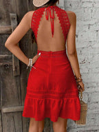 Vestido Curto Frente Única com Babado e Laço - La Lecce
