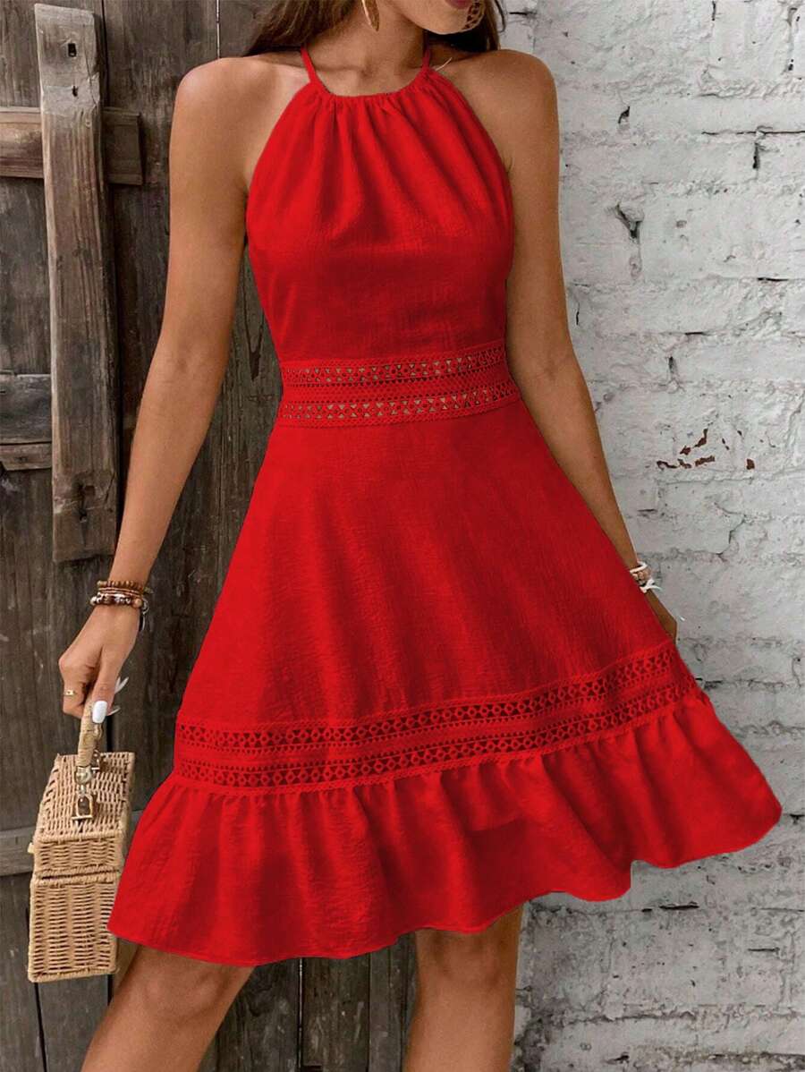 Vestido Curto Frente Única com Babado e Laço - La Lecce