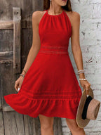 Vestido Curto Frente Única com Babado e Laço - La Lecce