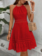 Vestido Curto Frente Única com Babado e Laço - La Lecce