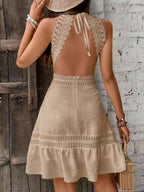 Vestido Curto Frente Única com Babado e Laço - La Lecce