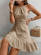 Vestido Curto Frente Única com Babado e Laço - La Lecce
