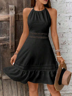 Vestido Curto Frente Única com Babado e Laço - La Lecce