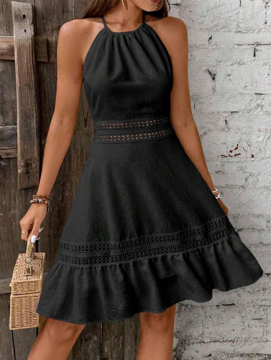 Vestido Curto Frente Única com Babado e Laço - La Lecce