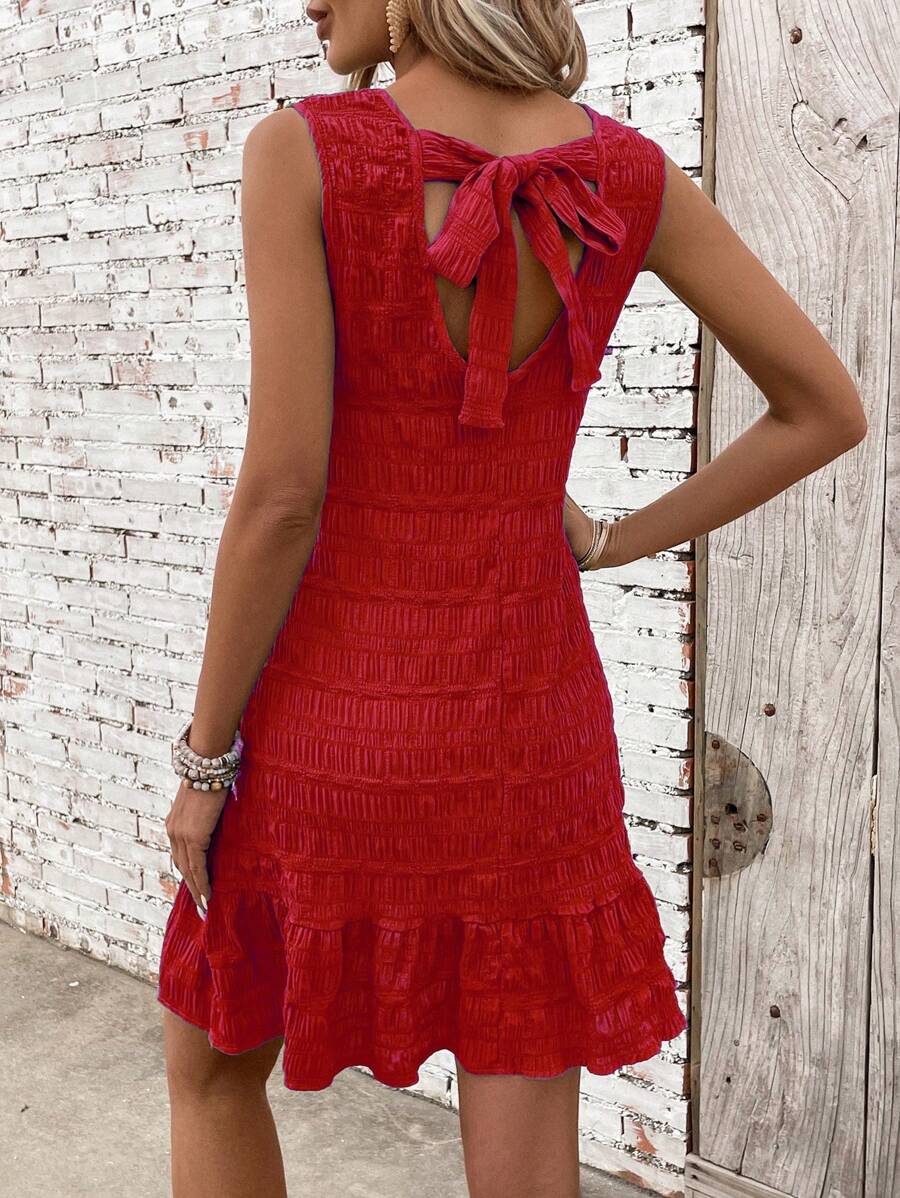 Vestido Midi Evasê com Babado na Barra e Costas Abertas - La Lecce