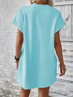 Vestido Curto Camiseta com Bolsos e Manga Morcego - La Lecce