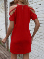 Vestido Curto Ombro a Ombro com Detalhe Vazado - La Lecce