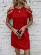 Vestido Curto Ombro a Ombro com Detalhe Vazado - La Lecce