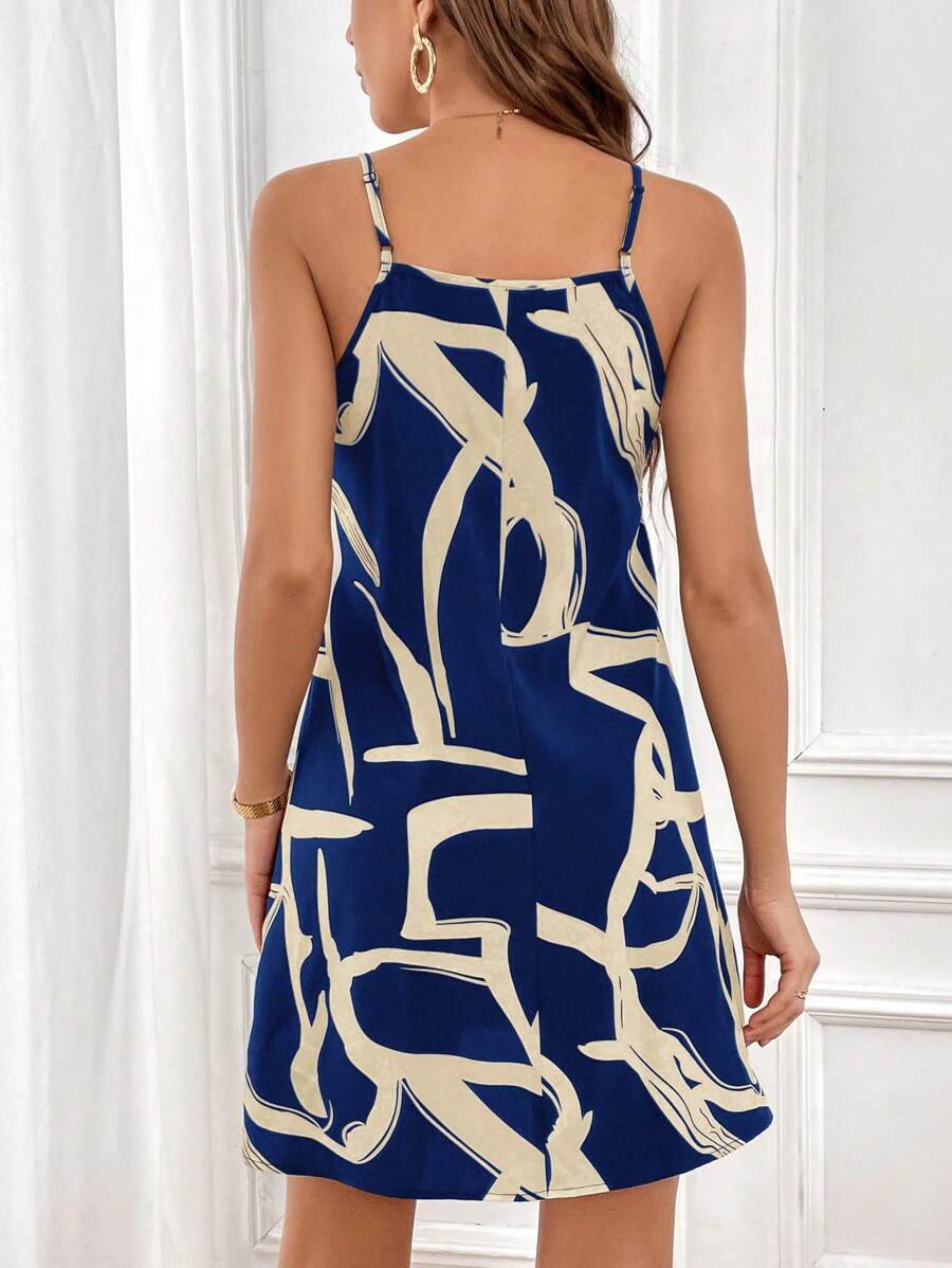 Vestido Curto Cami com Estampa Gráfica e Costas Abertas - La Lecce