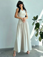 Vestido Maxi de Malha com Gola Redonda e Costas Abertas - La Lecce