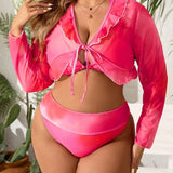 Conjunto de Biquíni Plus Size Plissado