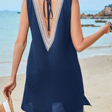 Saída de Praia Vestido Médio Decote V Dividido