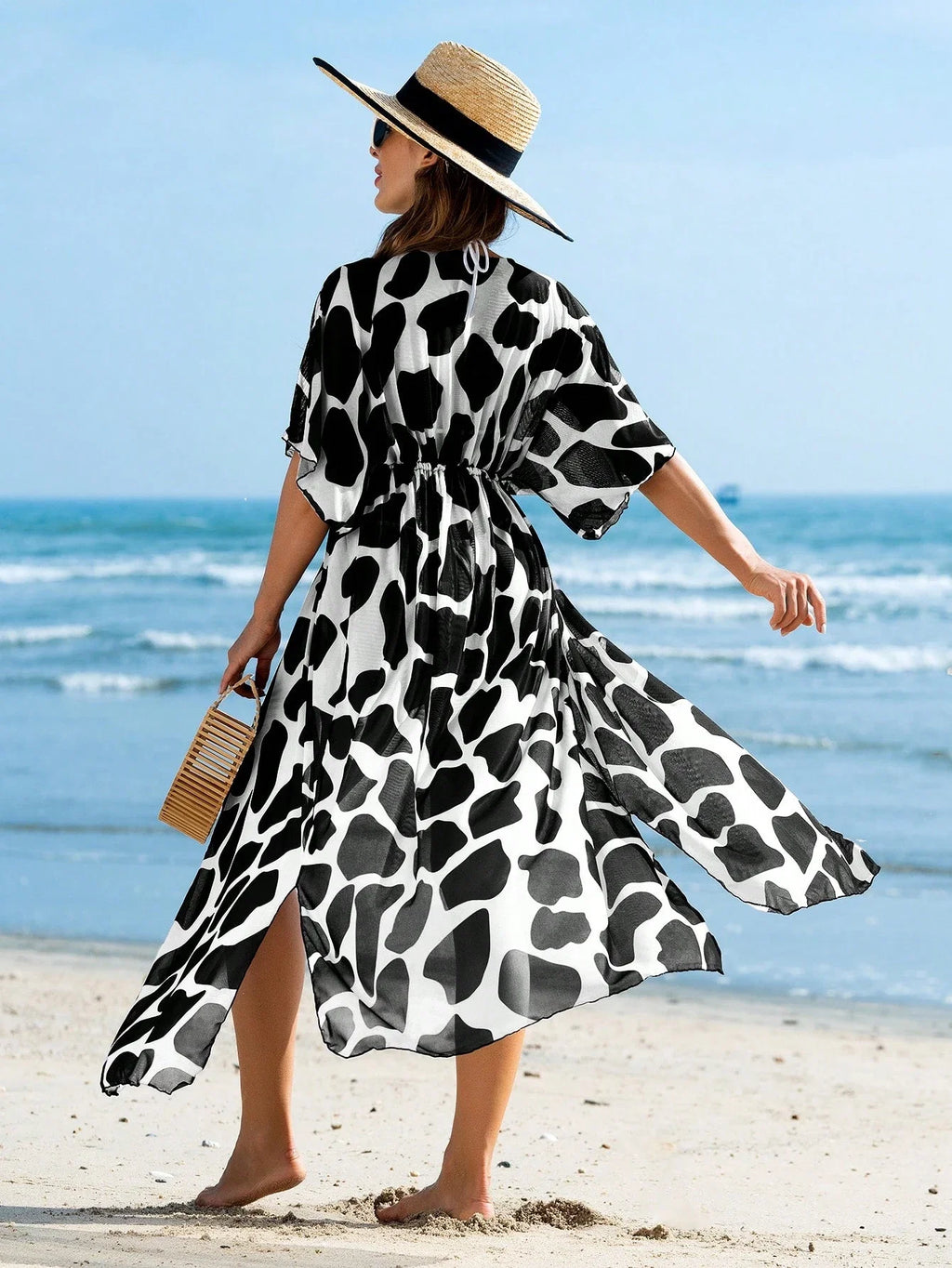 Saída de Praia Kimono Resort com Cinto Meia Manga