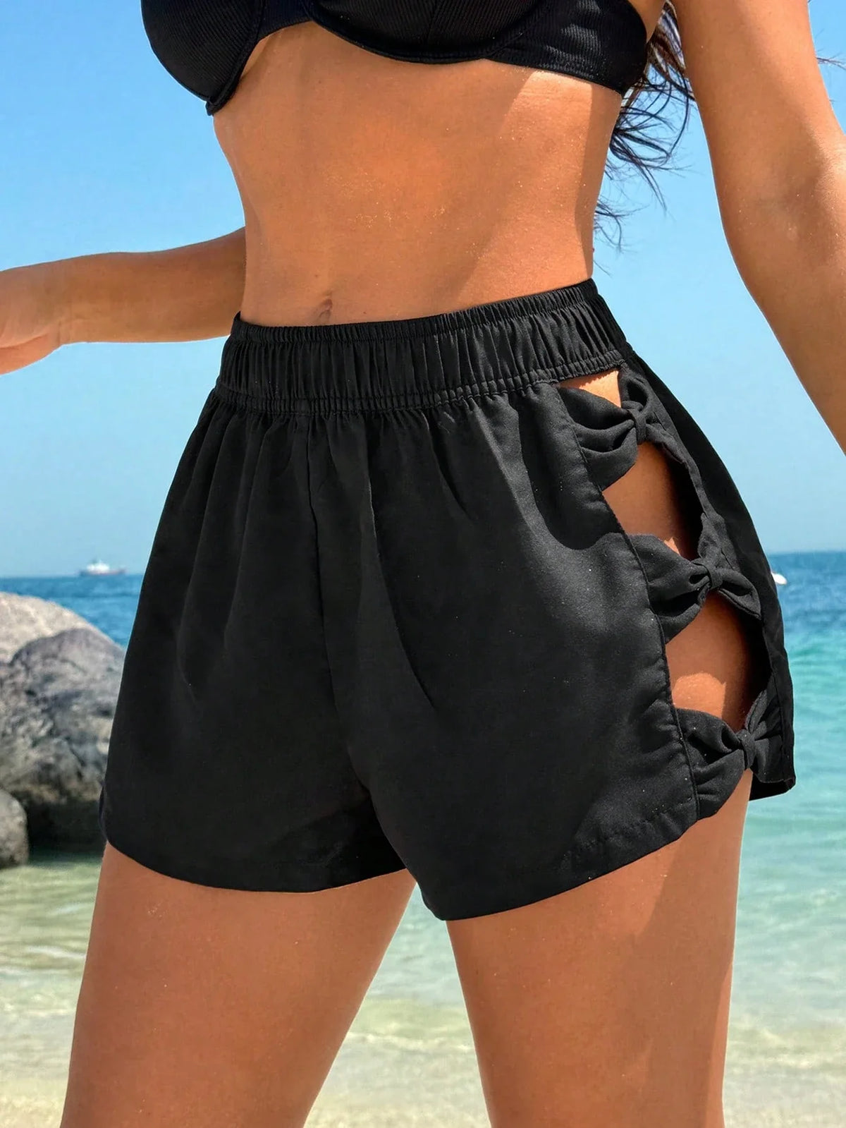 Short de Praia Vazado Preto