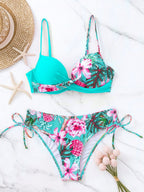 Biquíni Estampado com Alças Finas e Cintura Natural