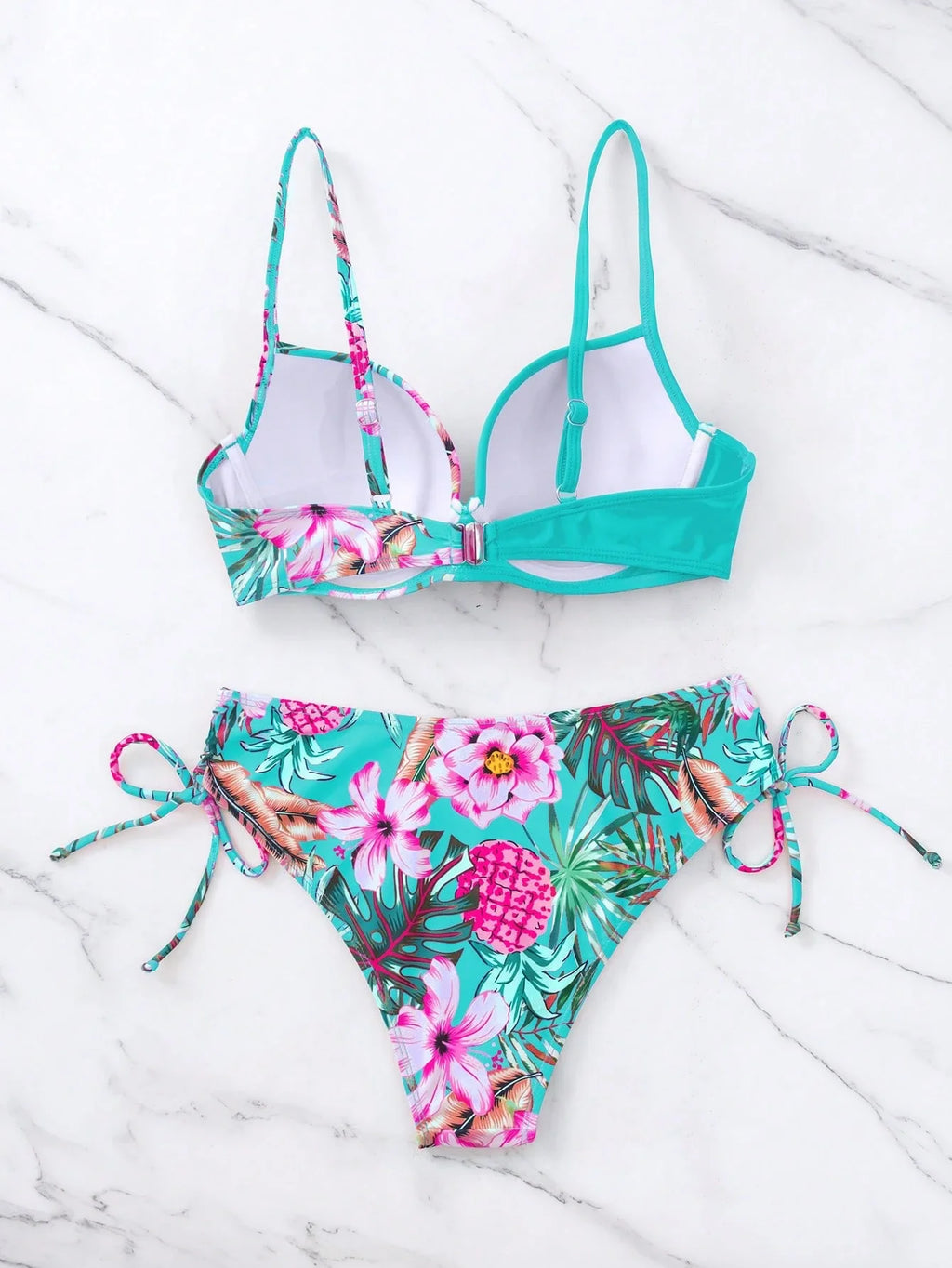 Biquíni Estampado com Alças Finas e Cintura Natural
