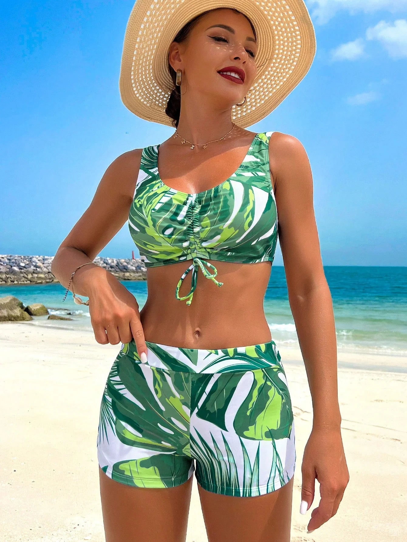 Conjunto Tropical 3 Peças com Saída de Praia