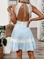 Vestido Curto Frente Única com Babado e Laço - La Lecce