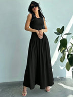 Vestido Maxi de Malha com Gola Redonda e Costas Abertas - La Lecce