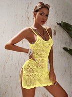 Saída de Praia Crochê Slim Fit com Abertura Lateral