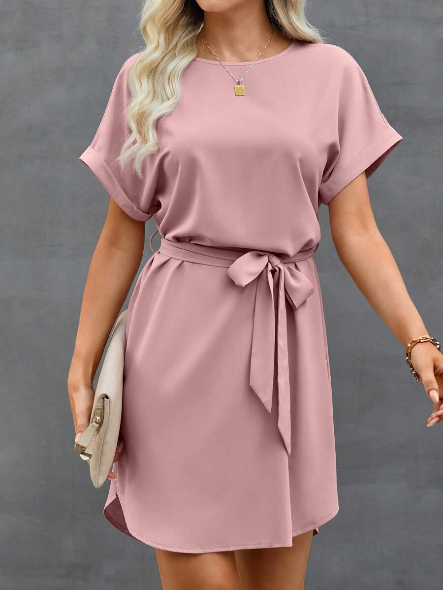 Vestido Curto Túnica com Cinto e Bolsos - La Lecce