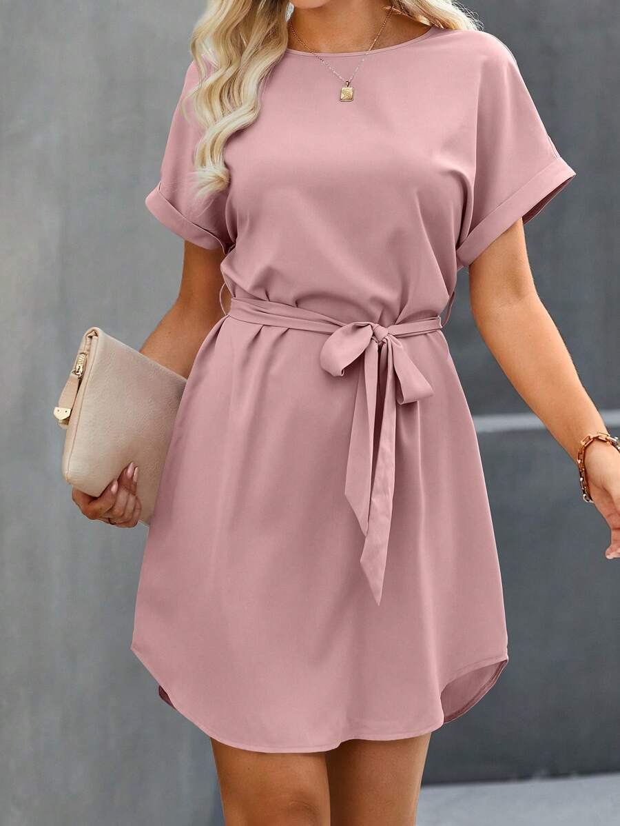 Vestido Curto Túnica com Cinto e Bolsos - La Lecce
