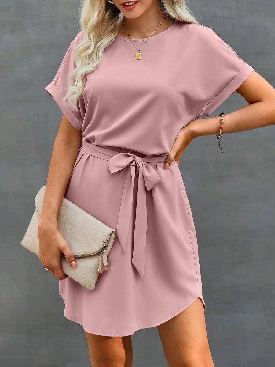 Vestido Curto Túnica com Cinto e Bolsos - La Lecce