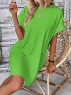 Vestido Curto Camiseta com Bolsos e Manga Morcego - La Lecce