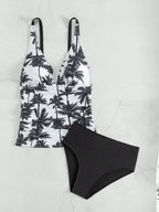 Tankini com Decote V e Costas Abertas
