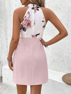 Vestido Curto Floral Frente Única com Nó - La Lecce