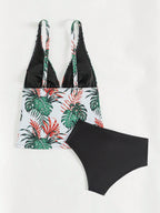 Tankini com Decote V e Costas Abertas
