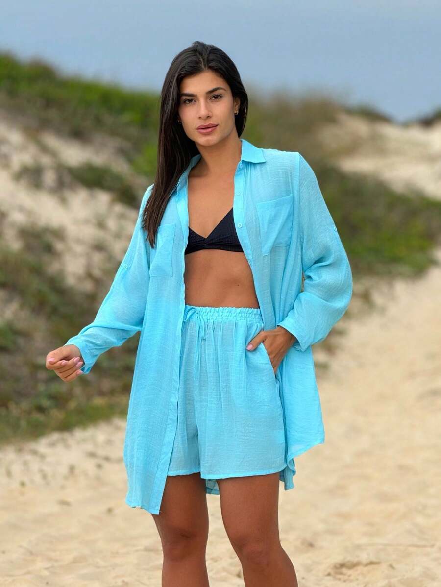 Conjunto Camisão e Short Cor Sólida