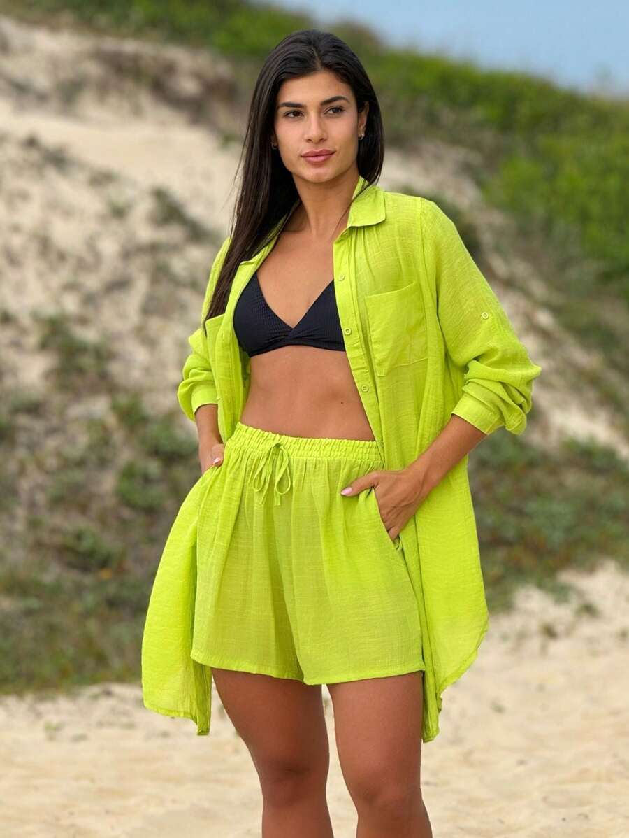 Conjunto Camisão e Short Cor Sólida
