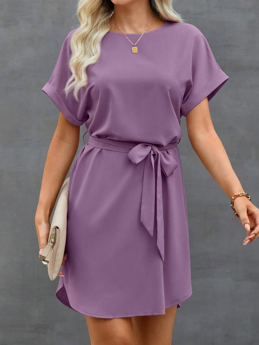 Vestido Curto Túnica com Cinto e Bolsos - La Lecce