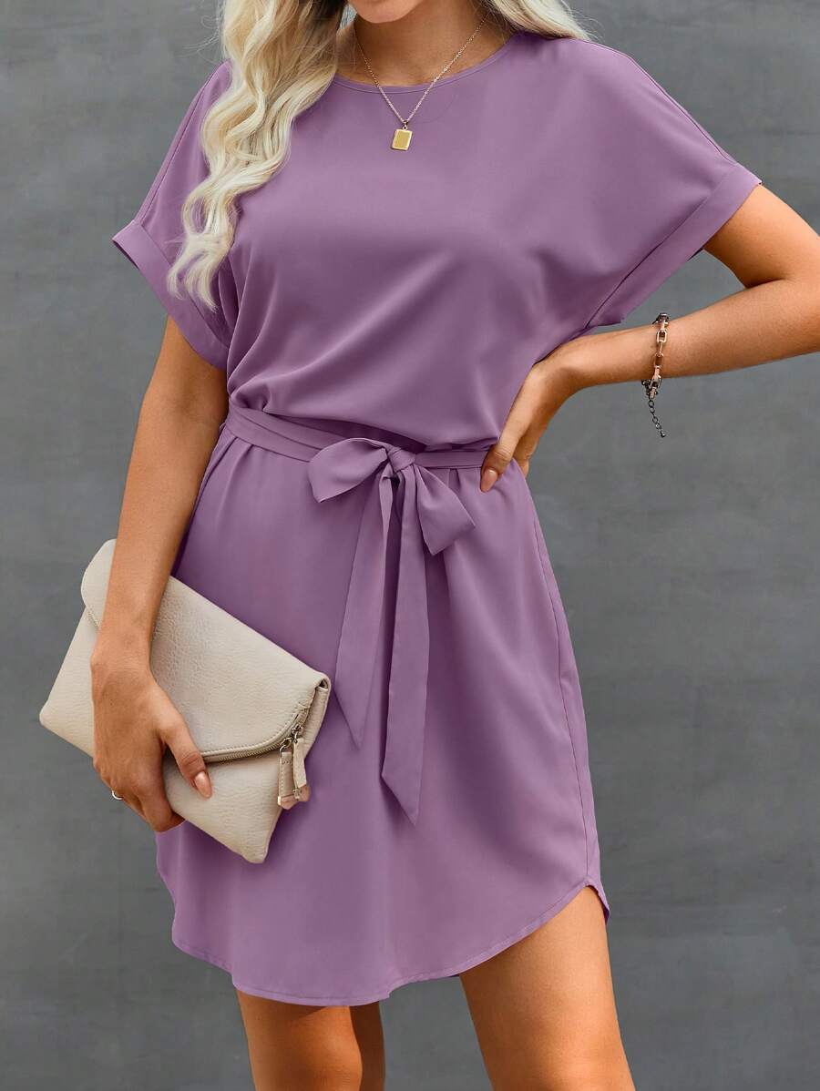Vestido Curto Túnica com Cinto e Bolsos - La Lecce