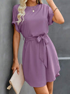 Vestido Curto Túnica com Cinto e Bolsos - La Lecce